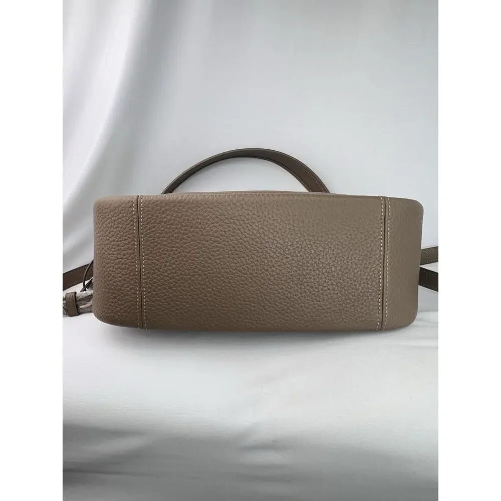 Coach Cary Crossbody Bag Pebbled Finish Dark Stone Gold Hardware Zip Strap CC437